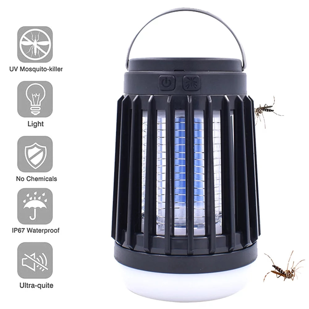 Solar Electric Mosquito Killer Lamp Fly Traps Patio Insects Killer-Bug Zapper Mosquito Eradicator Electric Mosquito Killer,1 Pc,Black