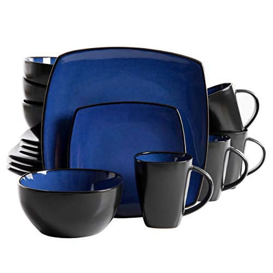 Soho Lounge Square 16-Piece Dinnerware Set - Sapphire